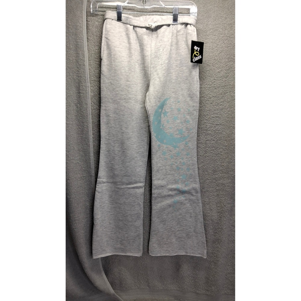 Art Class Girls Heathered Gray Moon and Stars Fleece Sweatpants Size L 10/12(b5)
